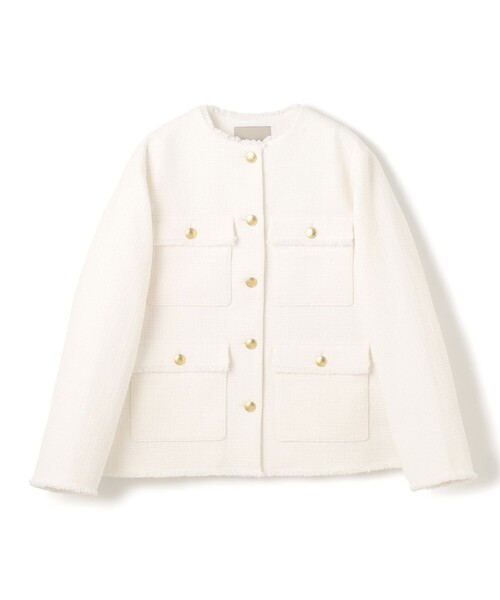 美品　UNFILO ツイード ノーカラージャケット M 濃紺 ツイード ジャケット / UNFILO | ファッション通販 【公式通販】オン