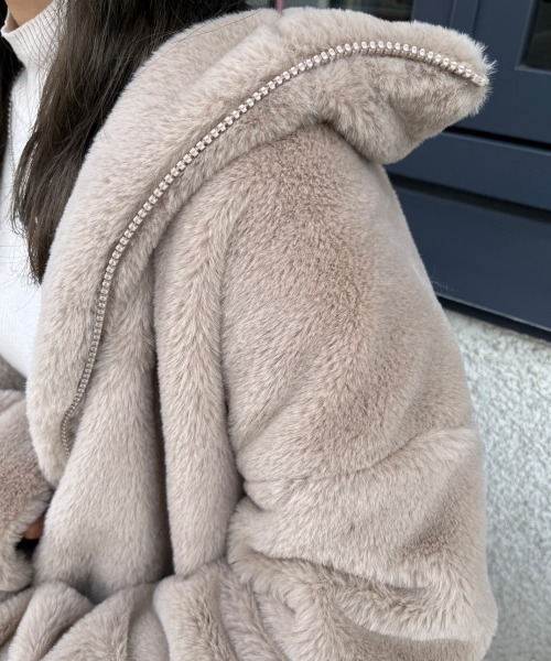 「nemne store」 ジップアップブルゾン MEDIUM ブラウン レディース_画像8