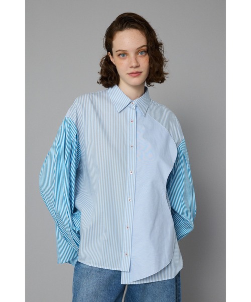 ブラウス シャツ Wave motif big shirt　　ウェーブモチーフビッグシャツ レディース