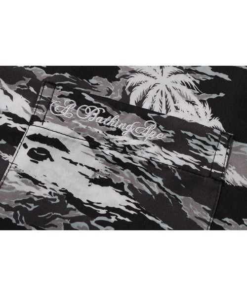 A BATHING APE シャツ PALM TREE CAMO OPEN COLLAR POCKET SS SHIRT  