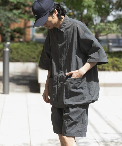 EKAL シャツ UR TECHナイロンタッサーSSシャツ メンズ