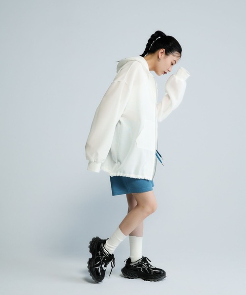 【Les Fleurs】メッシュ ZIP パーカー ホワイト Les Fleurs】メッシュZIPパーカー/455516（パーカー）｜JEANASIS