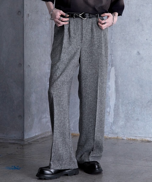 SERACE スラックス 「SERACE」Loose wide straight tweed slacks