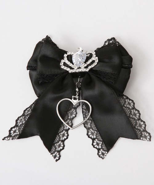 DearMyLove ヘアクリップ ときめき王冠ビジューレースリボン2個セット