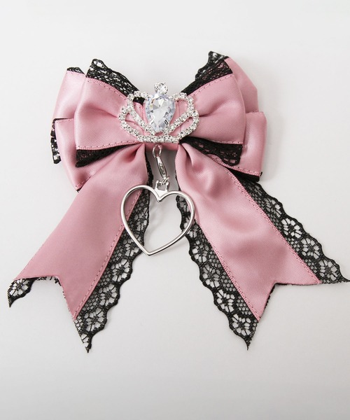 DearMyLove ヘアクリップ ときめき王冠ビジューレースリボン2個セット