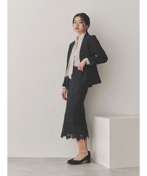 TONAL ノーカラージャケットネイビー38 ポリエステル無地新品