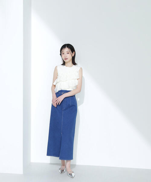 NATURAL BEAUTY BASIC デニムスカート ベルテッドデニムスカート