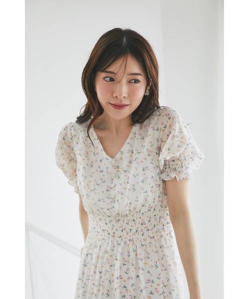 ミルフィーユクローゼット　チューリップフラワー　ワンピース　ホワイト　ドレス tocco closet（トッコ クローゼット） ワンピース チューリップ