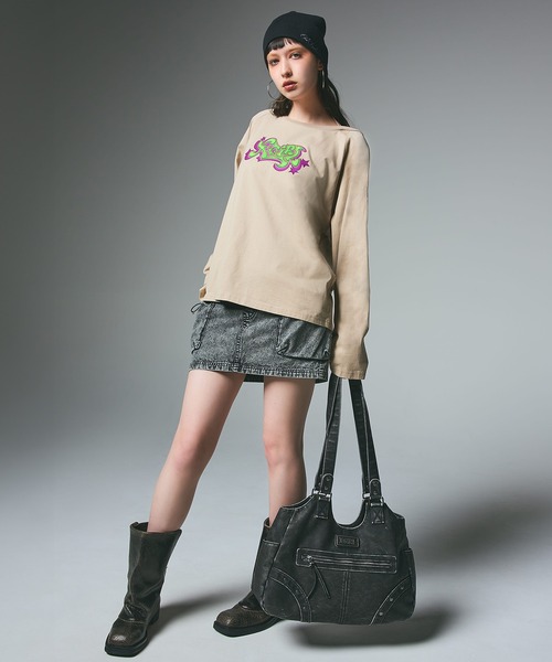  girl ミニスカート セール】BUTTERFLY POCKET DENIM MINI SKIRT（デニムスカート
