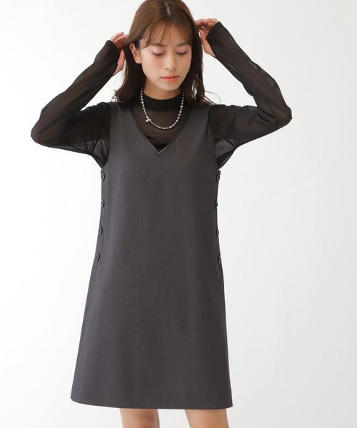 JILL BY JILLSTUART♡襟付きノースリーブワンピース♡M コルセットリブ襟付きニットワンピース | JILL by JILL STUART