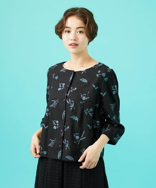 PLEATS PLEASE ISSEY MIYAKE◇プリーツシャツ/和風魚柄/半袖ブラウス/4