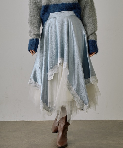 VIOLETTA（ヴィオレッタ） スカート ワッシャーサテンハンカチーフヘム