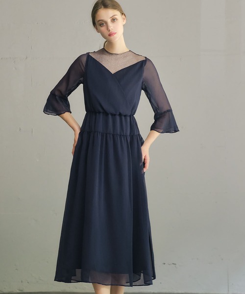 「GIRL」 7分袖ワンピース L ブラック レディース_画像3