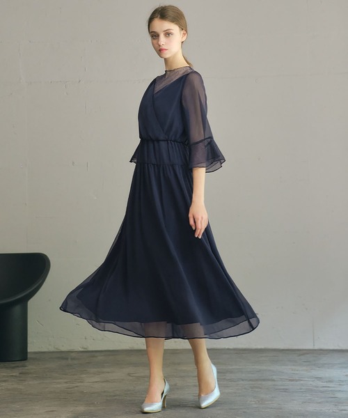 「GIRL」 7分袖ワンピース L ブラック レディース_画像4