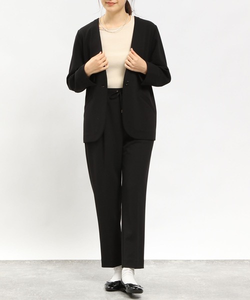 「GLOBAL WORK Smile Seed Store」 ノーカラージャケット LARGE ネイビー レディース_画像2