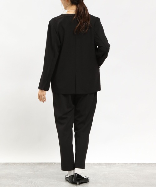 「GLOBAL WORK Smile Seed Store」 ノーカラージャケット LARGE ネイビー レディース_画像4