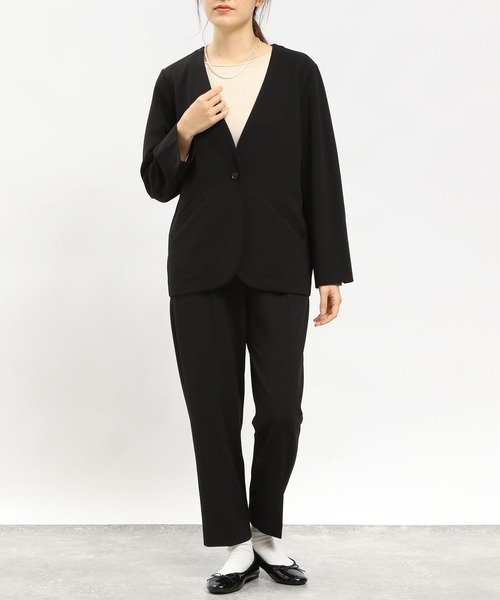 「GLOBAL WORK Smile Seed Store」 ノーカラージャケット LARGE ネイビー レディース_画像5