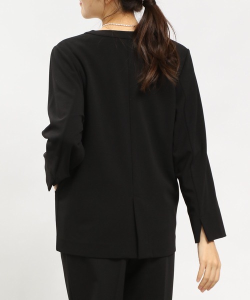 「GLOBAL WORK Smile Seed Store」 ノーカラージャケット LARGE ネイビー レディース_画像8