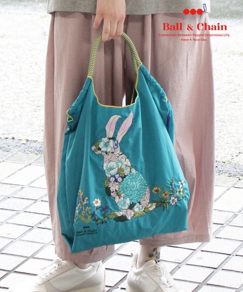SUPER HAKKA×Ball&Chain 花うさぎ刺繍【Ｍ】ブルー SUPER HAKKA×Ball&Chain 花うさぎ刺繍 M ブルー【新品】 - メルカリ