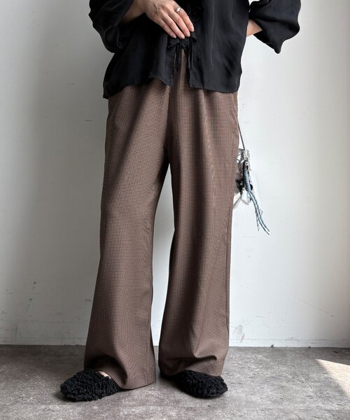 DouDou パンツ ガンクラブドロストチェックパンツ レディース