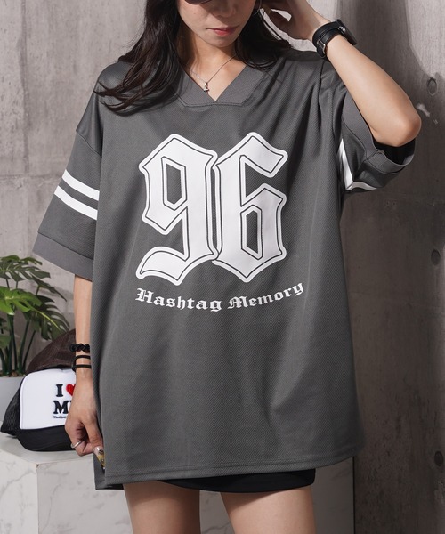 MEMORY tシャツ 「MEMORY」Vネック ナンバリング メッシュT