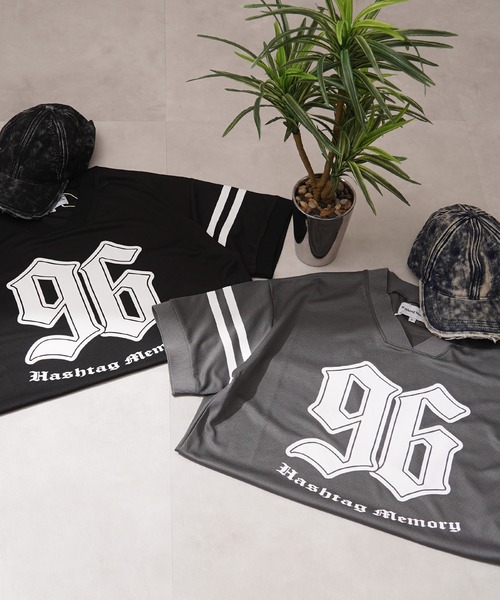MEMORY tシャツ 「MEMORY」Vネック ナンバリング メッシュT