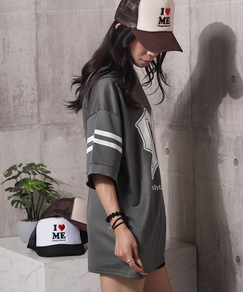 MEMORY tシャツ 「MEMORY」Vネック ナンバリング メッシュTシャツ / V