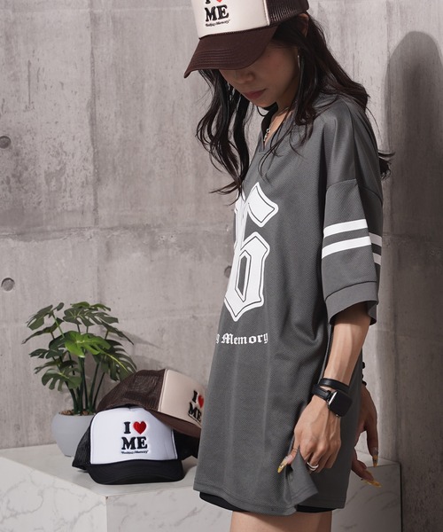 MEMORY tシャツ 「MEMORY」Vネック ナンバリング メッシュT