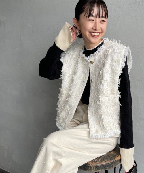 nenom ベスト ジレ 「nenom/ネノム」 フェザーチュール ショート