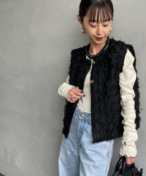 nenom ベスト ジレ 「nenom/ネノム」 フェザーチュール ショート