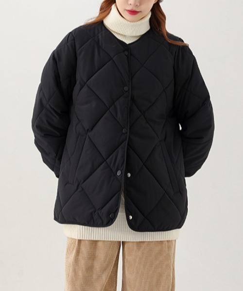 cammie ノーカラーコート コート キルティングブルゾン レディース