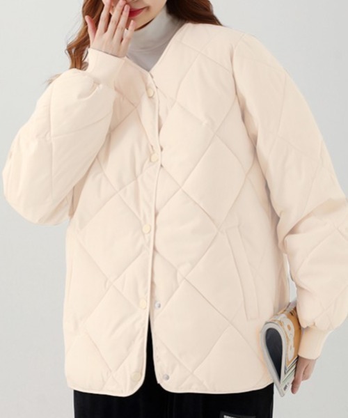 ノーカラーコート コート キルティングブルゾン レディース | cammie | 14