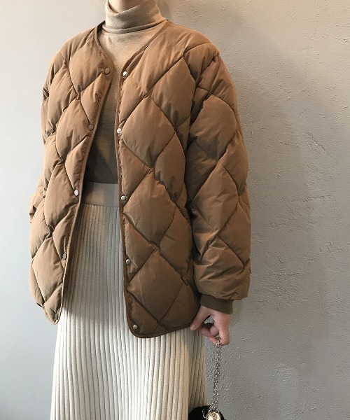 ノーカラーコート コート キルティングブルゾン レディース | cammie | 08