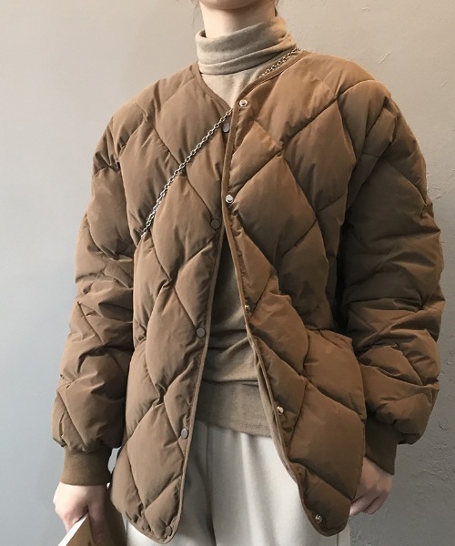 ノーカラーコート コート キルティングブルゾン レディース | cammie | 09