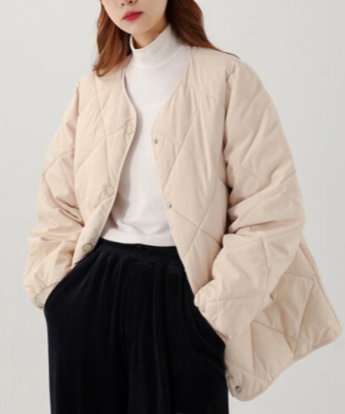ノーカラーコート コート キルティングブルゾン レディース | cammie | 18