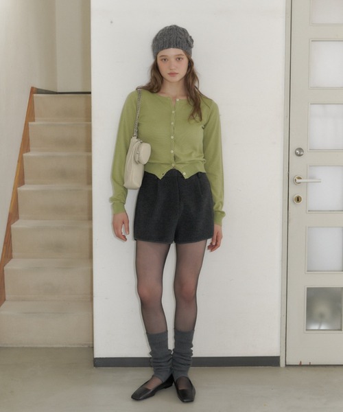 GIUNON スカラップニットカーディガン オリーブ GIUNON カーディガン scallop knit cardigan / スカラップニット