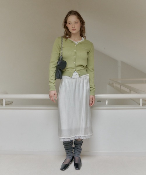 GIUNON スカラップニットカーディガン オリーブ GIUNON カーディガン scallop knit cardigan / スカラップニット