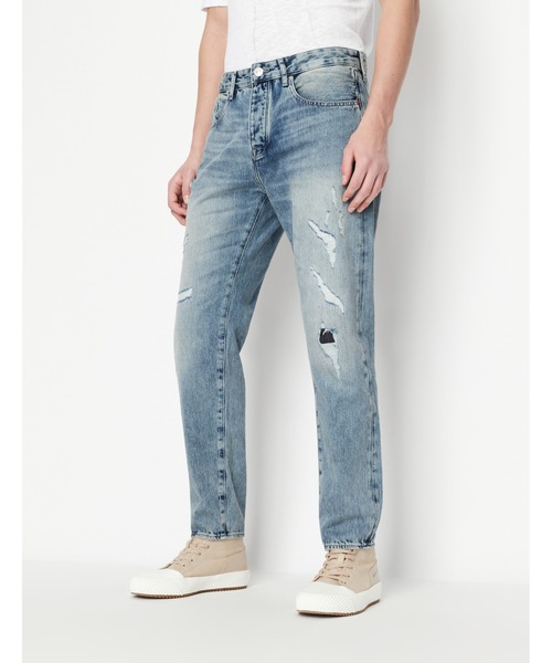 EMPORIO 新品☆アルマーニ☆イタリア製☆ダメージ インディゴ デニム