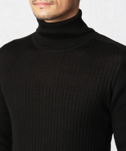 「COMME CA MEN」 タートルネックニット M ネイビー メンズ_画像6