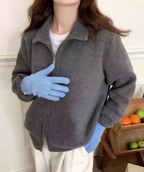BLANC FICELLE ニット セーター ダブルZIP ニットポロ レディース