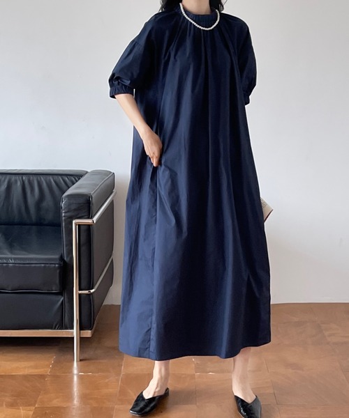 「emi+」 半袖ワンピース FREE ネイビー レディース_画像3
