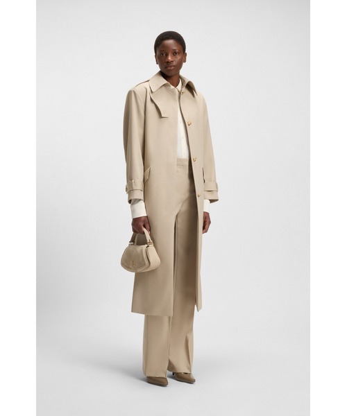 BOSS レディース ノースリーブ ポロシャツ ホワイト BOSS（HUGO BOSS） ブラウス シャツ スリムフィットブラウス マット