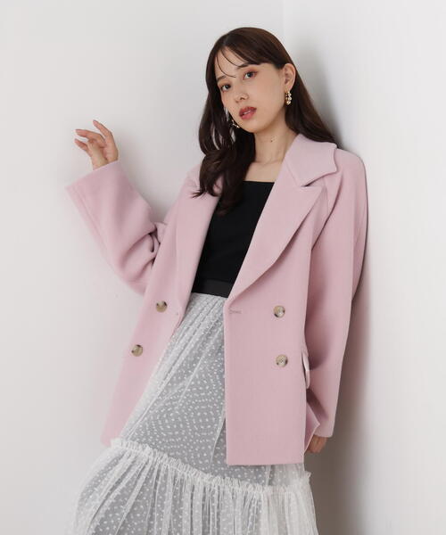 BLUE LABEL ピンク ピーコート Pコート ダブルブレストコート
