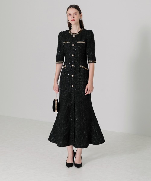 Leja（レジャ） 7分袖ワンピース MEDIUM ブラック レディース