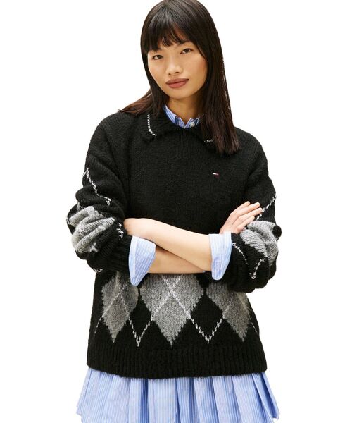 トミー ジーンズ（ JEANS）/オーバーサイズアーガイルポロセーター TOMMY JEANS（トミー・ジーンズ） ニット セーター オーバーサイズ