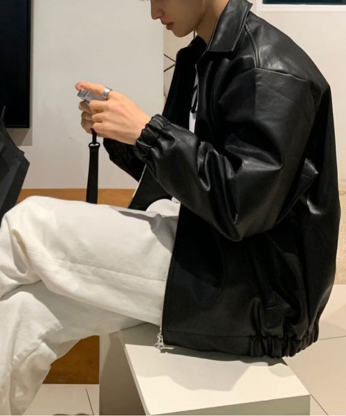 BLANC FICELLE ブルゾン アウター メンズ PUレザー ジャケット メンズ