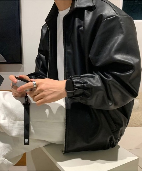 BLANC FICELLE ブルゾン アウター メンズ PUレザー ジャケット メンズ