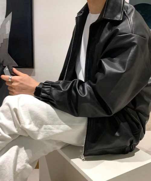 BLANC FICELLE ブルゾン アウター メンズ PUレザー ジャケット メンズ