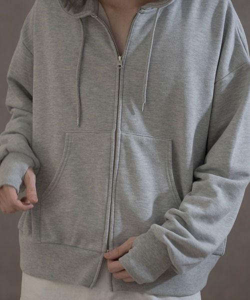 「LUCY」 ジップアップパーカー LARGE 杢グレー メンズ_画像9