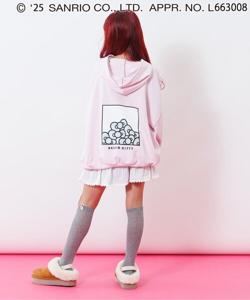 Hello Kittyリボンハイソックス シロ×ピンク sanrio（サンリオ） 靴下 「ハローキティ」ハイソックス キッズ 子供